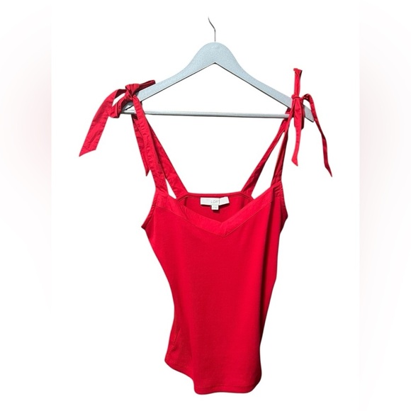 LOFT Red Ribbed Ribbon Strap Tank – Size Small - Picture 5 of 5